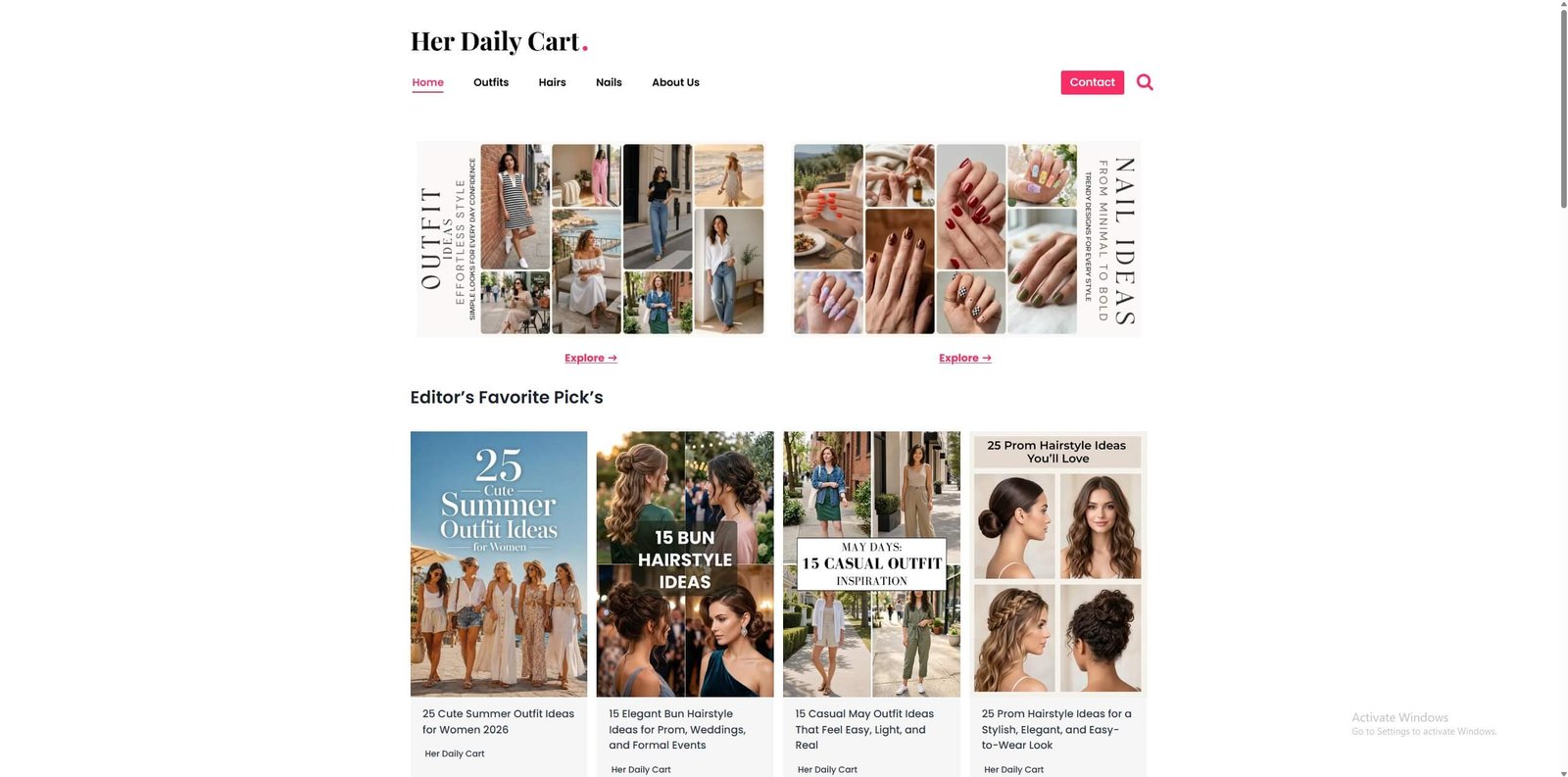 Her Daily Cart - E-commerce Website with Product Galleries and Seamless Checkout Experience